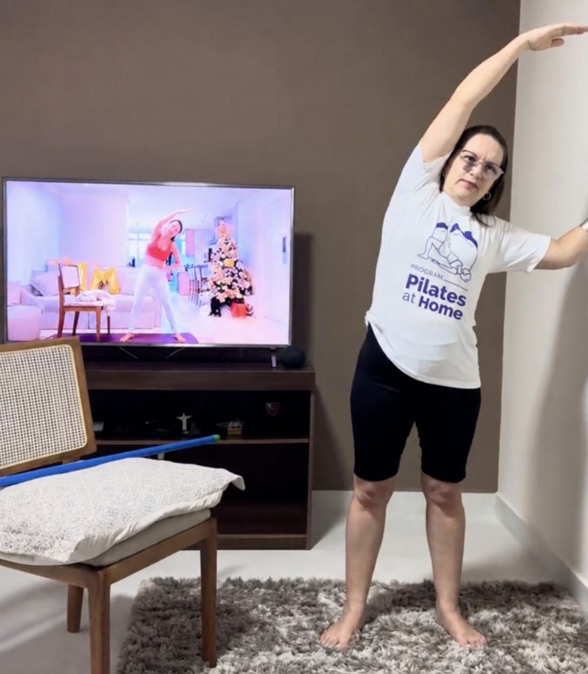 Woman doing Pilates at home